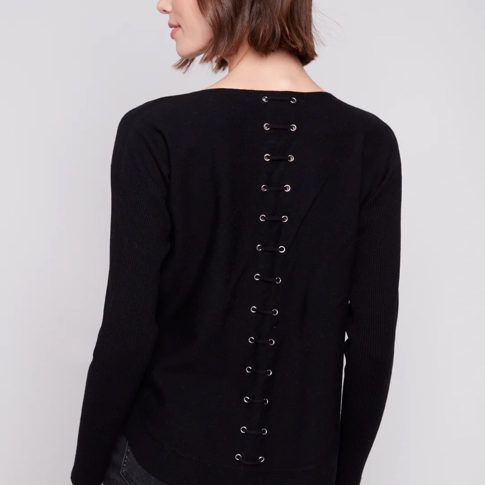 NEW Charlie B Lace-Up Back Sweater